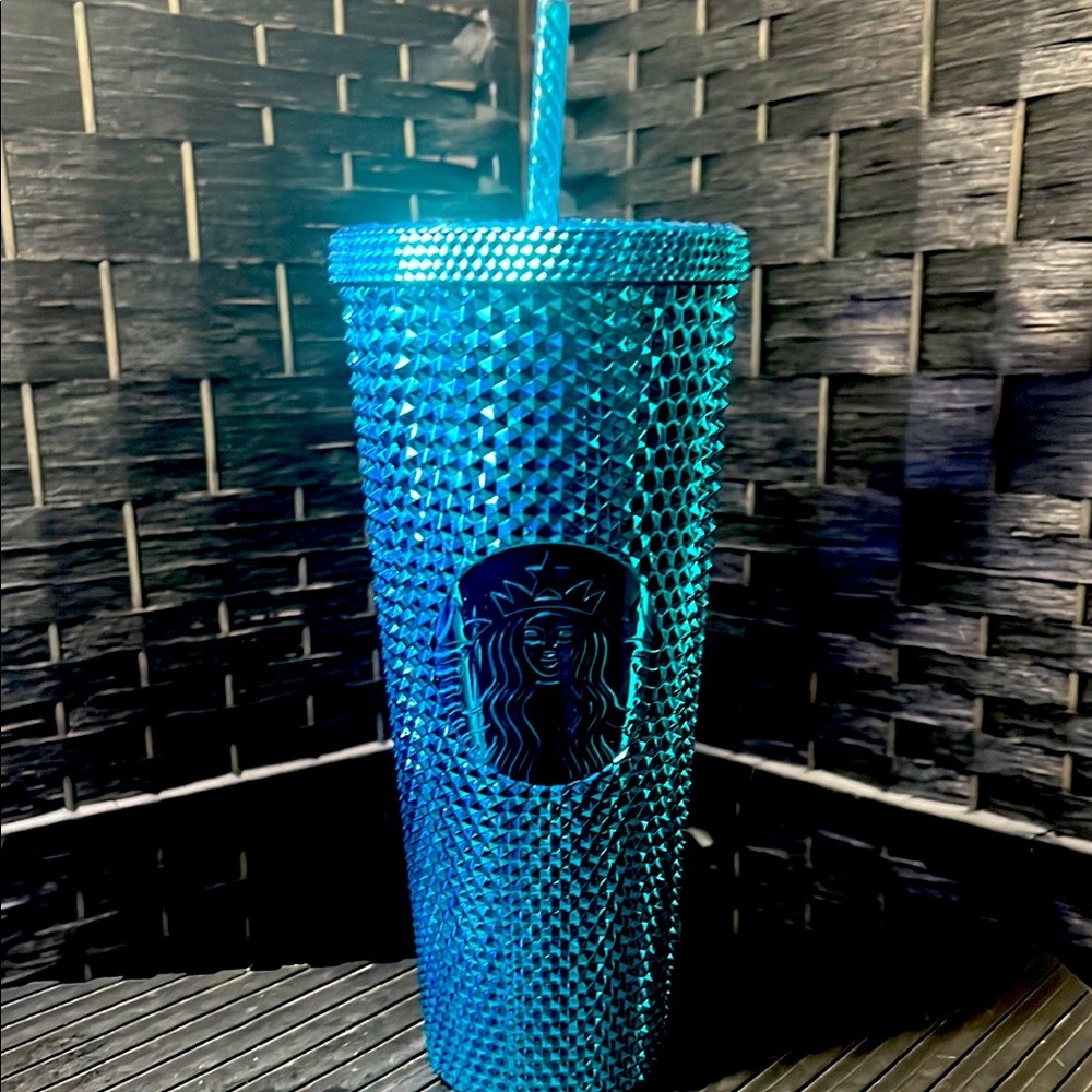 Starbucks 24 oz Blue Chrome Stud Tumbler